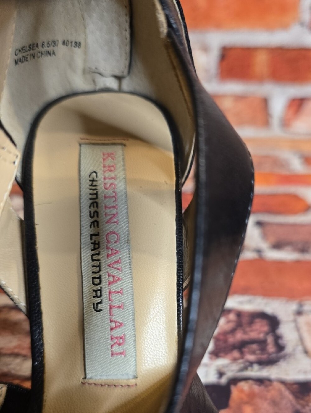 CHINESE LAUNDRY KRISTIN CAVALLARI Black Leather Sandals Heels Size 6.5 - Picture 6 of 7